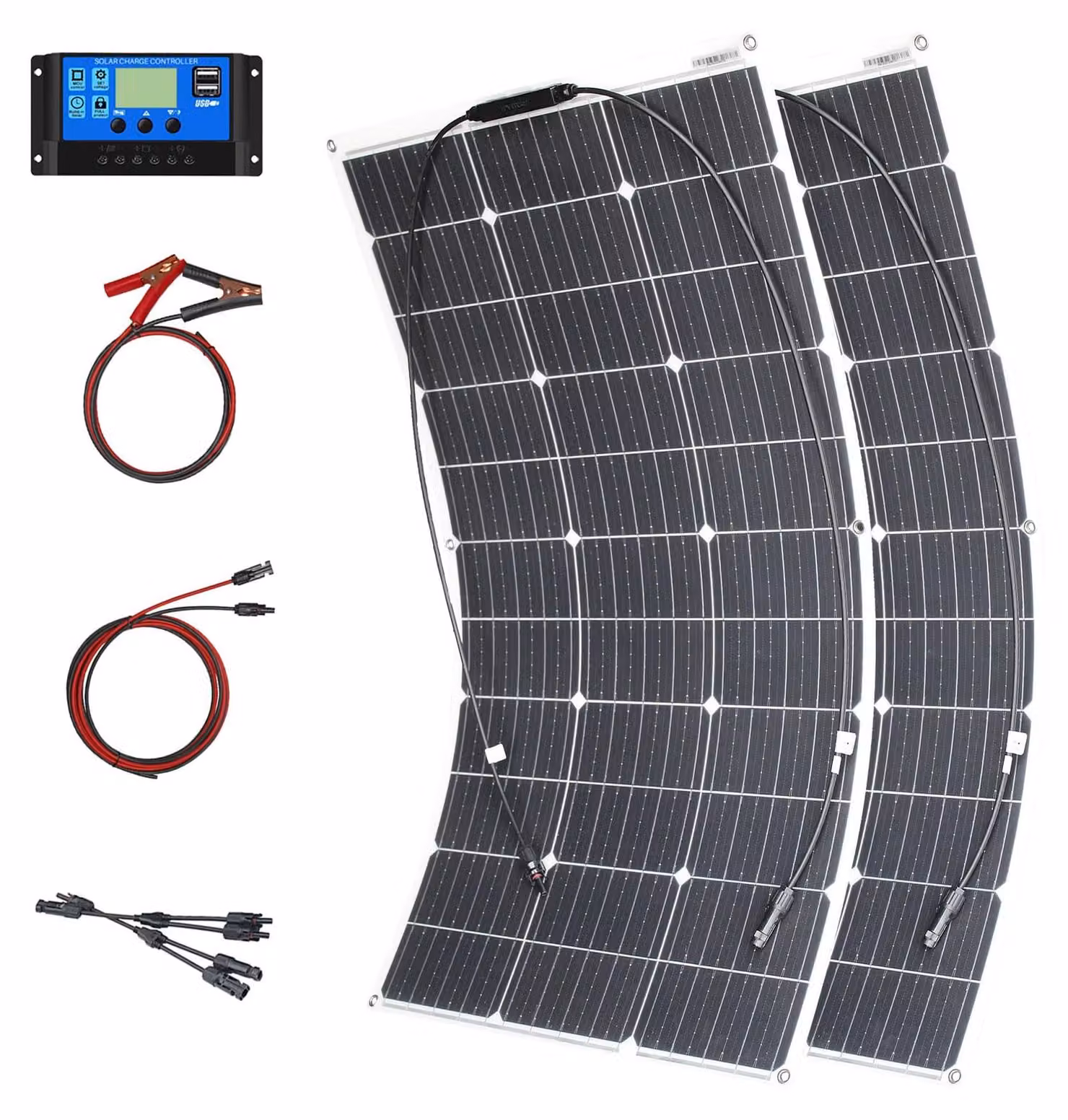 Kit pannello solare flessibile da 200W, 12V, monocristallino, con efficienza del 23%