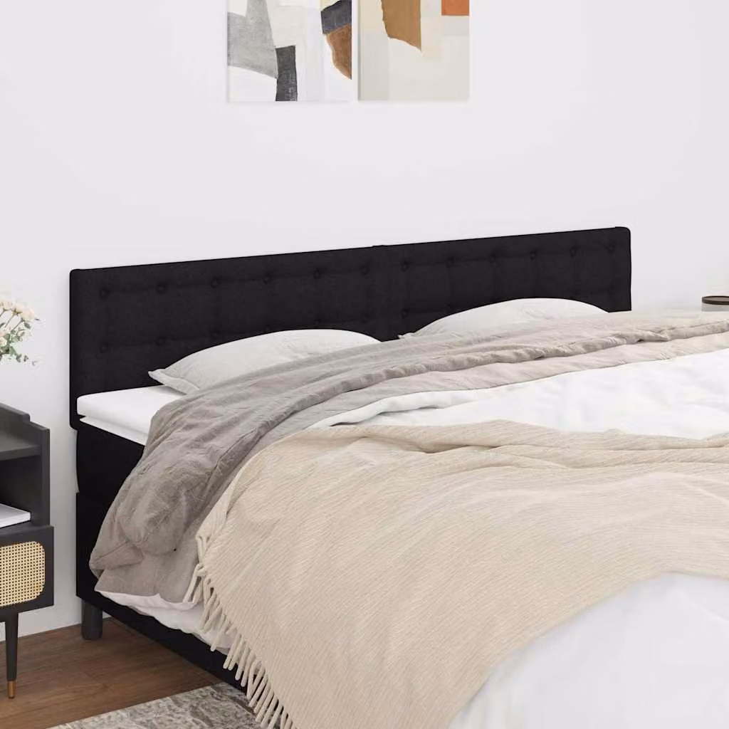 Testiera per letto vidaXL in tessuto nero con struttura in legno L: 180 cm, P: 5 cm, H: 78-88 cm