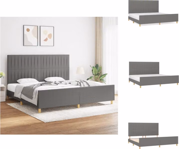 vidaXL Struttura letto con testiera in tessuto grigio scuro 200x200 cm - Letti e strutture letto