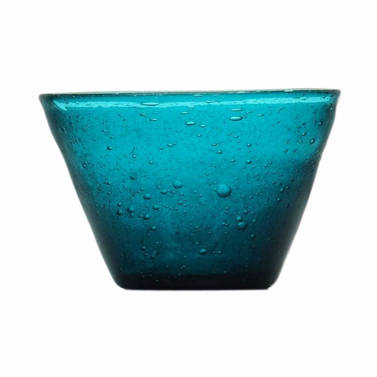 Coppa piccola Memento Glass in vetro, Petrolio, 4 pezzi