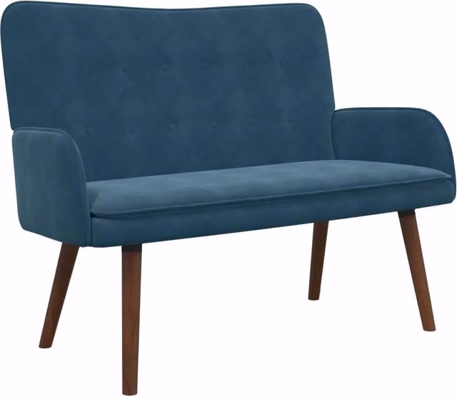 Divano a due posti in velluto blu per soggiorno e camera da letto L: 115 cm, P: 61 cm, H: 87 cm