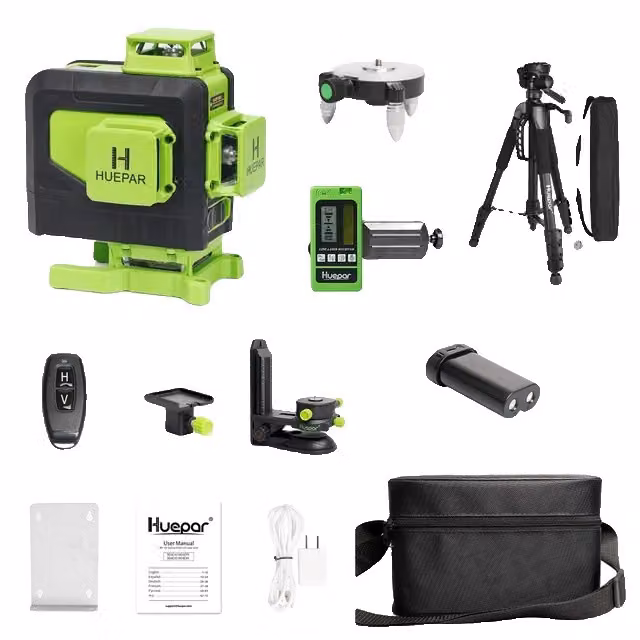 Livella laser, linee di raggio verde, telecomando, con treppiede per ricevitore