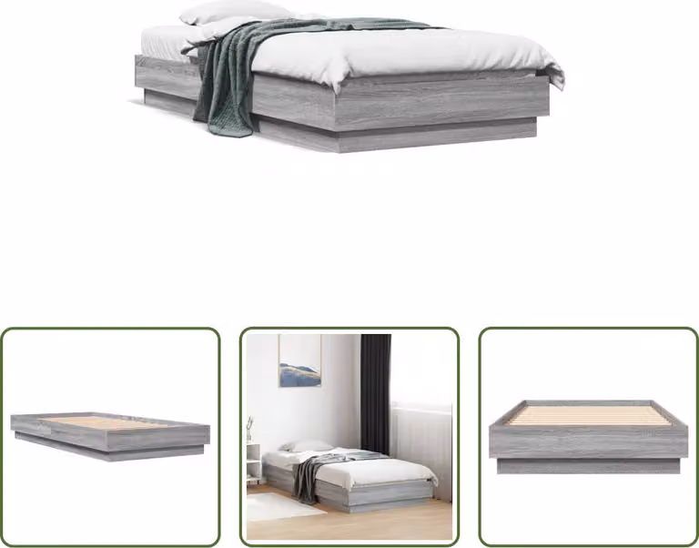 The Living Store Giroletto grigio Sonoma 90x190 cm in legno