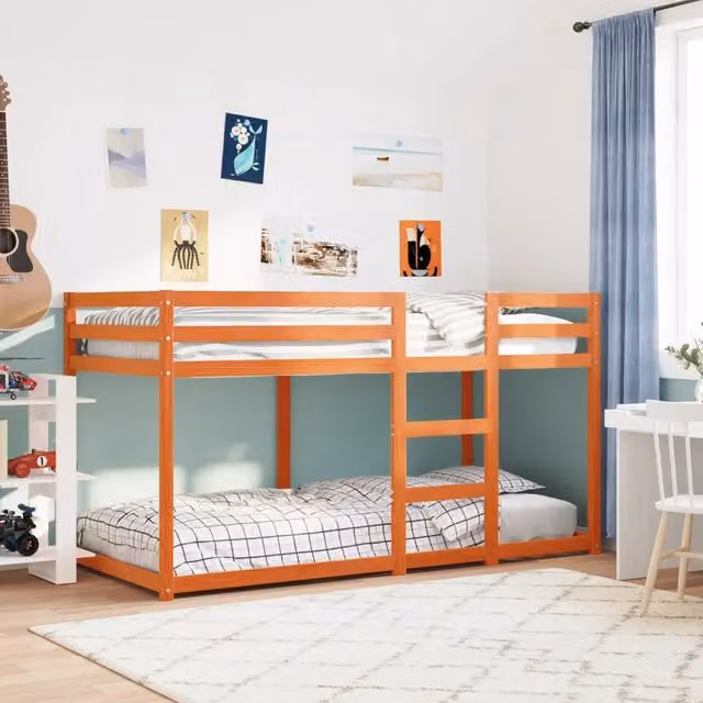 Letto a castello per bambini vidaXL in legno di pino color marrone cera L/P/H: 205.5 x 120 x 95.5 cm
