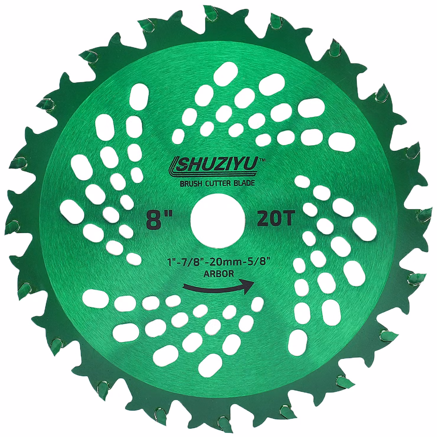 Lama per decespugliatore a punti, in metallo duro, da 200 mm, 20 denti. Albero da 25,4 mm con adattatore per lavatrice da 22,23-20-15,88 mm