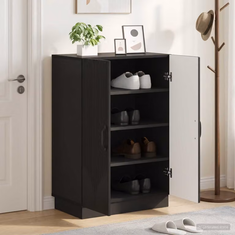 Mobile porta scarpe HOORN vidaXL Nero L: 59,5 cm, P: 39,5 cm, H: 87 cm