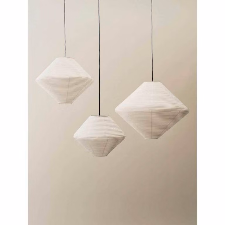 HAY Paralume Diamond, Ø 50 cm, bianco, carta/bambù Diamond, Bianco / Opale, Soggiorno / Sala da pranzo, Carta / Lunolit / Lunopal, Scandinavo