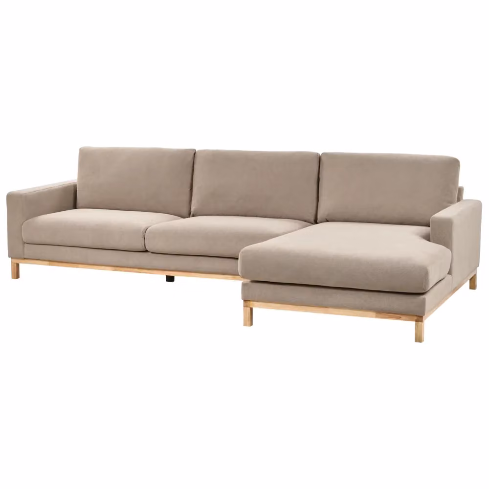 Divano angolare sinistro con funzione letto moderno in tessuto beige L/P/H: 293 x 163 x 82 cm – 2