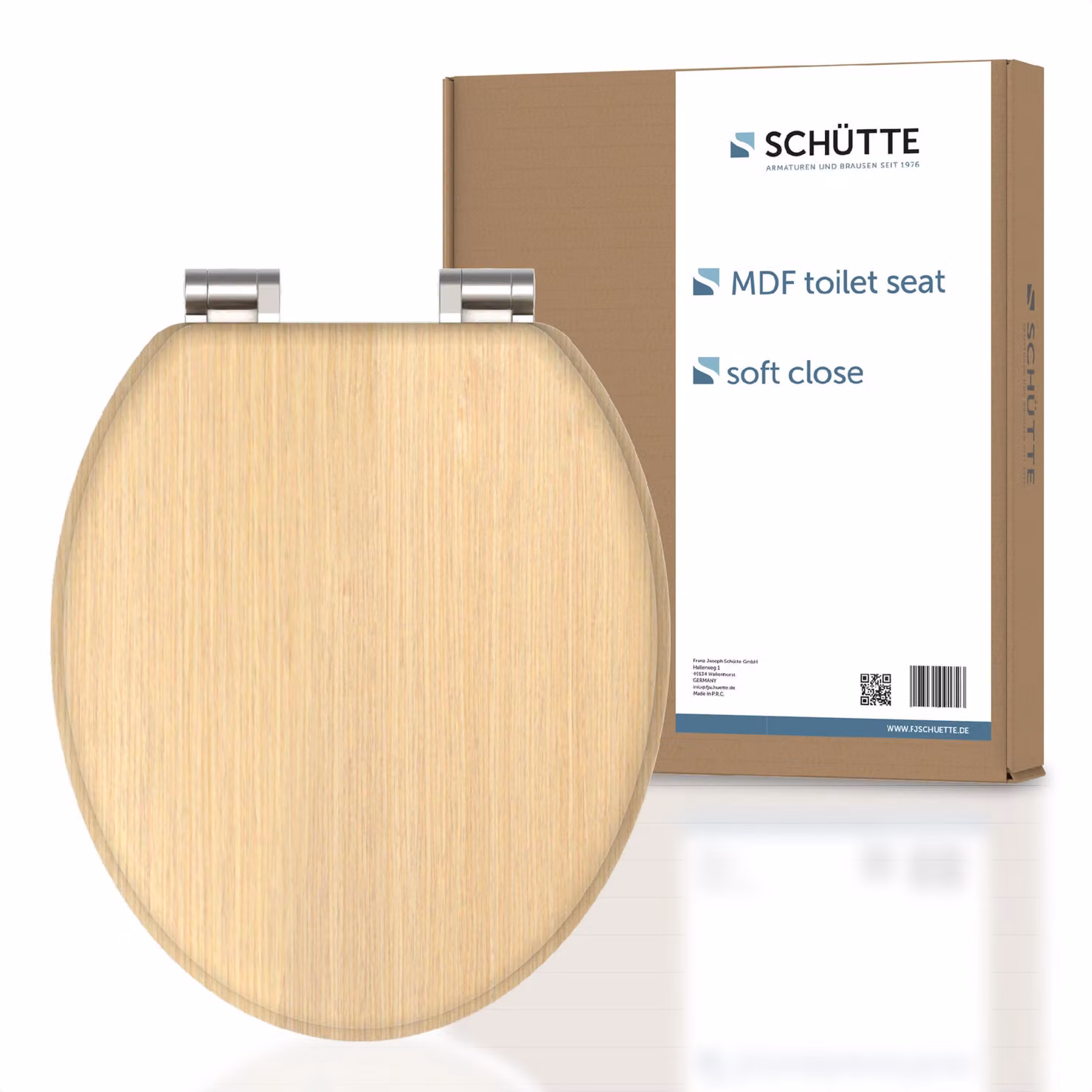 Sedile per WC SCHÜTTE in MDF LEGNO NATURALE, sedile per WC con chiusura morbida, sedile per WC con anima in legno, coperchio per WC