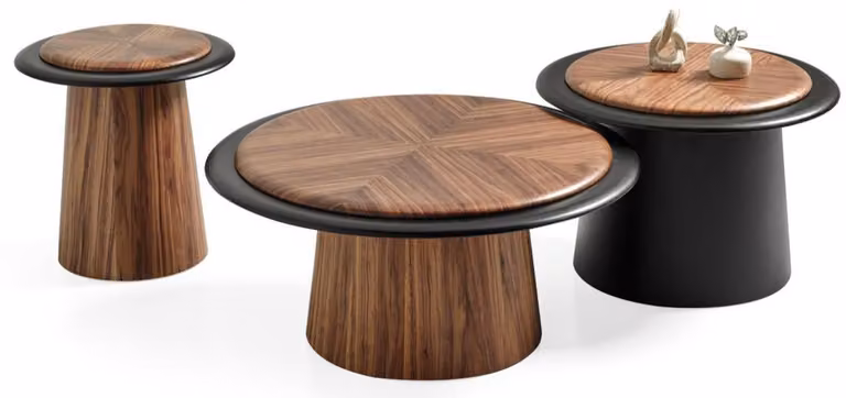 Tavolino da caffè, forma rotonda, aspetto legno, colore nero, design moderno, ideale per soggiorno o ufficio, offre comfort