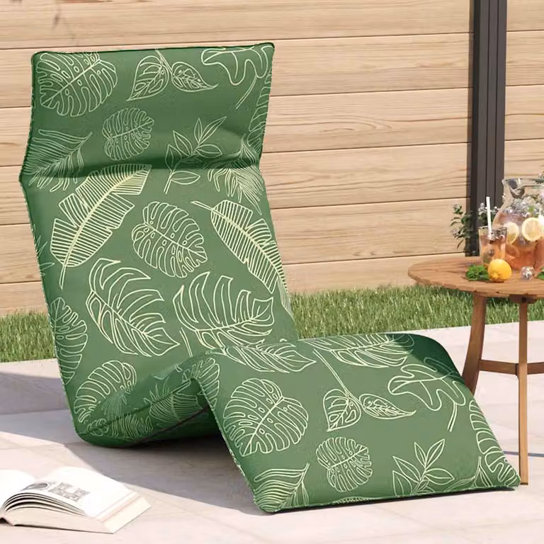 vidaXL Lettino Pieghevole con Motivo Floreale Verde, Struttura in Acciaio e Tessuto Oxford Resistente ai Raggi UV, L 175 x P 54 x H 8,5 cm