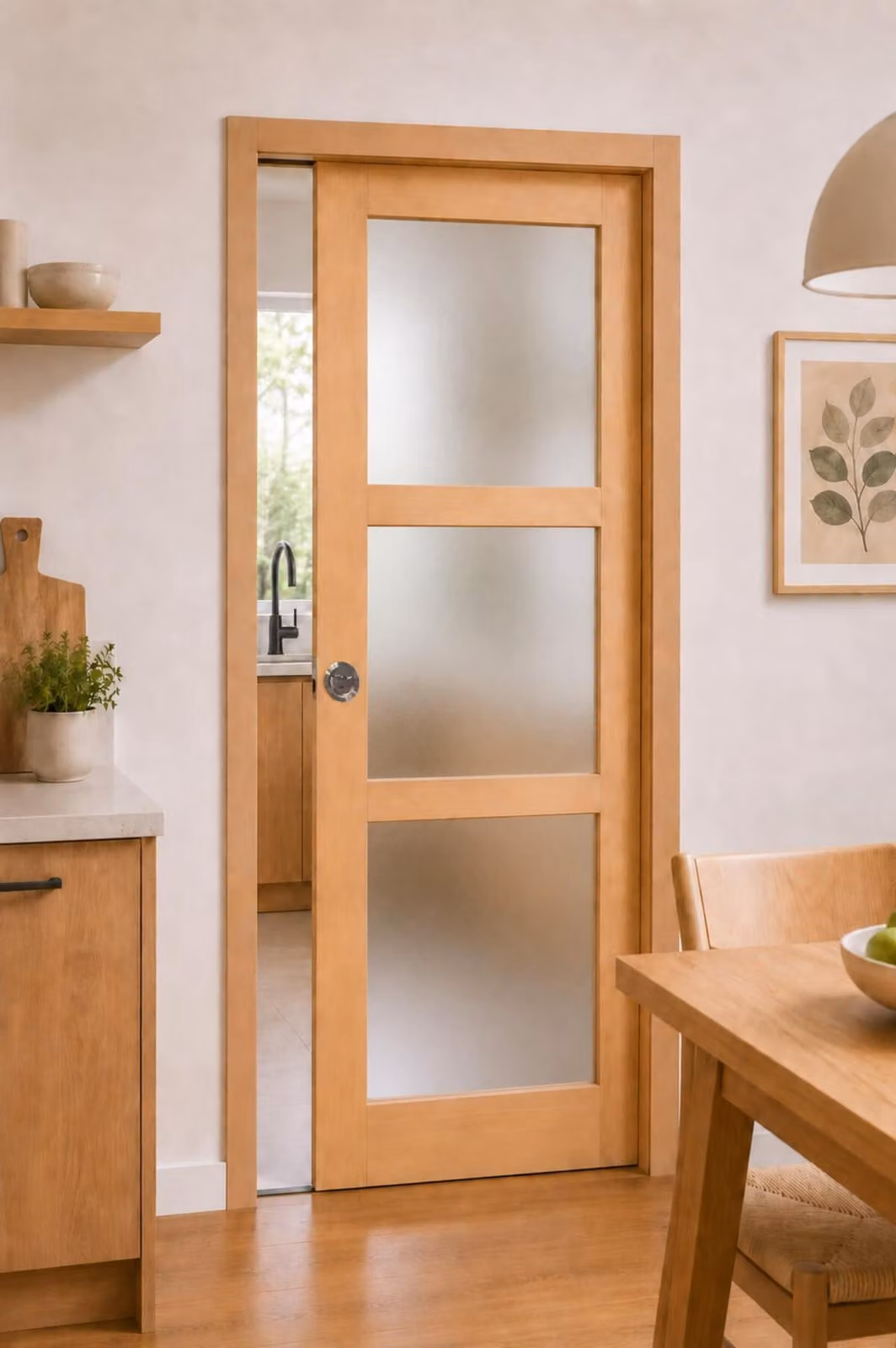 Porta scorrevole in legno Ayous con vetro H204 x L83 cm, a incasso, kit finitura Gd Menuserie