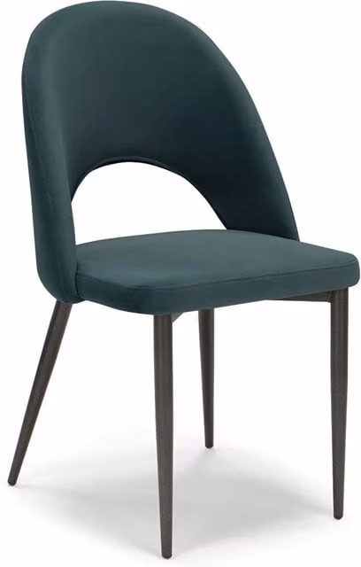 Sedia imbottita per sala da pranzo SOLE Redokasa, design moderno con rivestimento in velluto idrorepellente, colore Petrolio e gambe coniche in metallo
