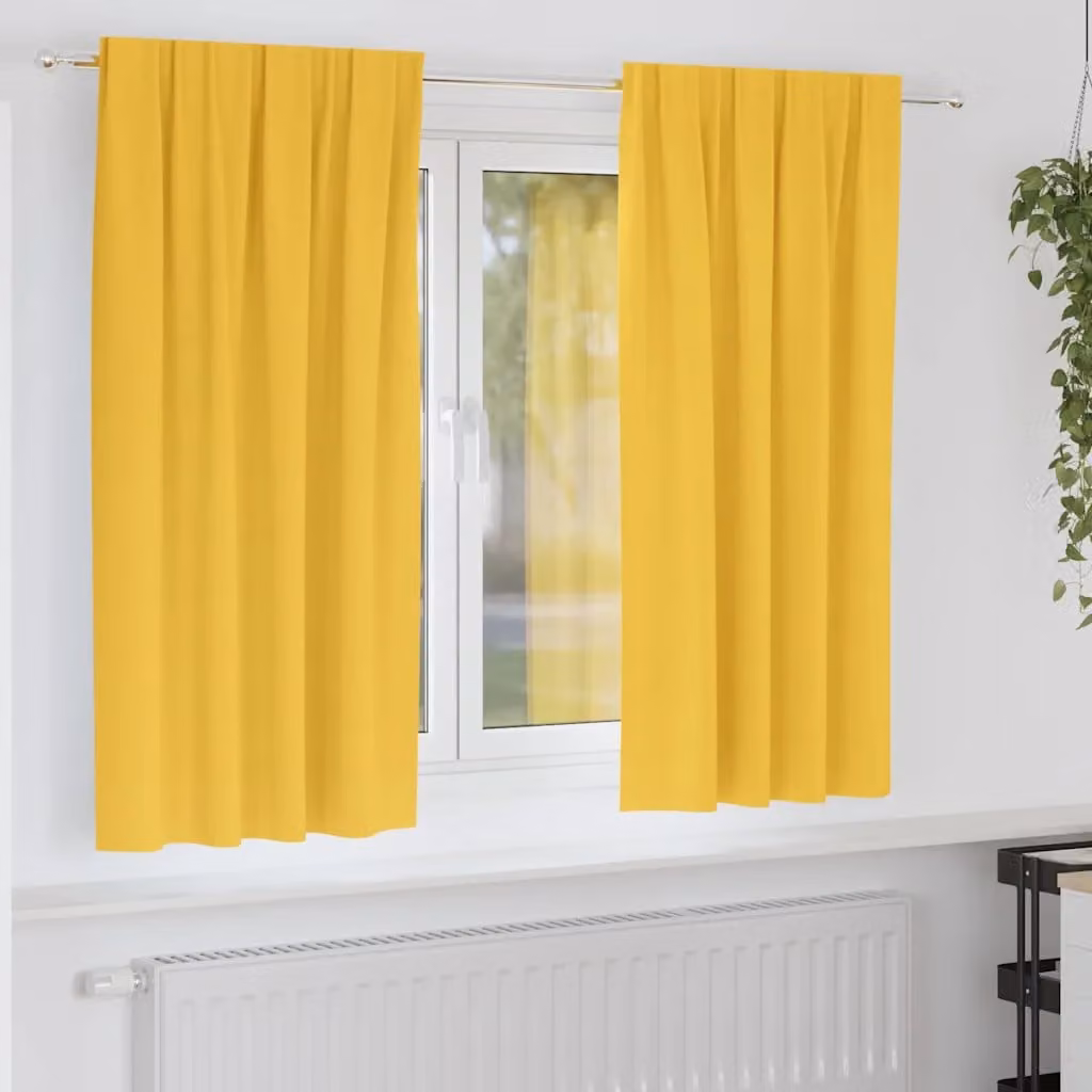Set di 2 tende blackout vidaXL con anelli, colore giallo, L: 140 cm x H: 175 cm