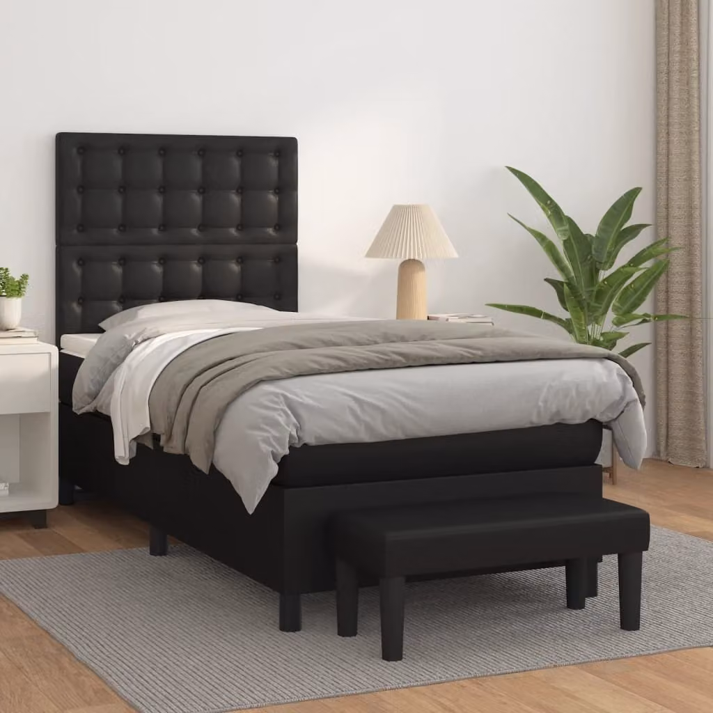 vidaXL Letto a molle con materasso nero 100x200 cm in Pelle finta - Letto a molle - Boxspringbetten - Bett - Schlafzimmermöbel