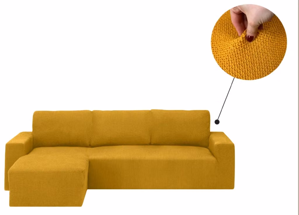 Copridivano con Penisola Chaise Longue Mod Capri Biancheriaweb Oro Sinistra – 2
