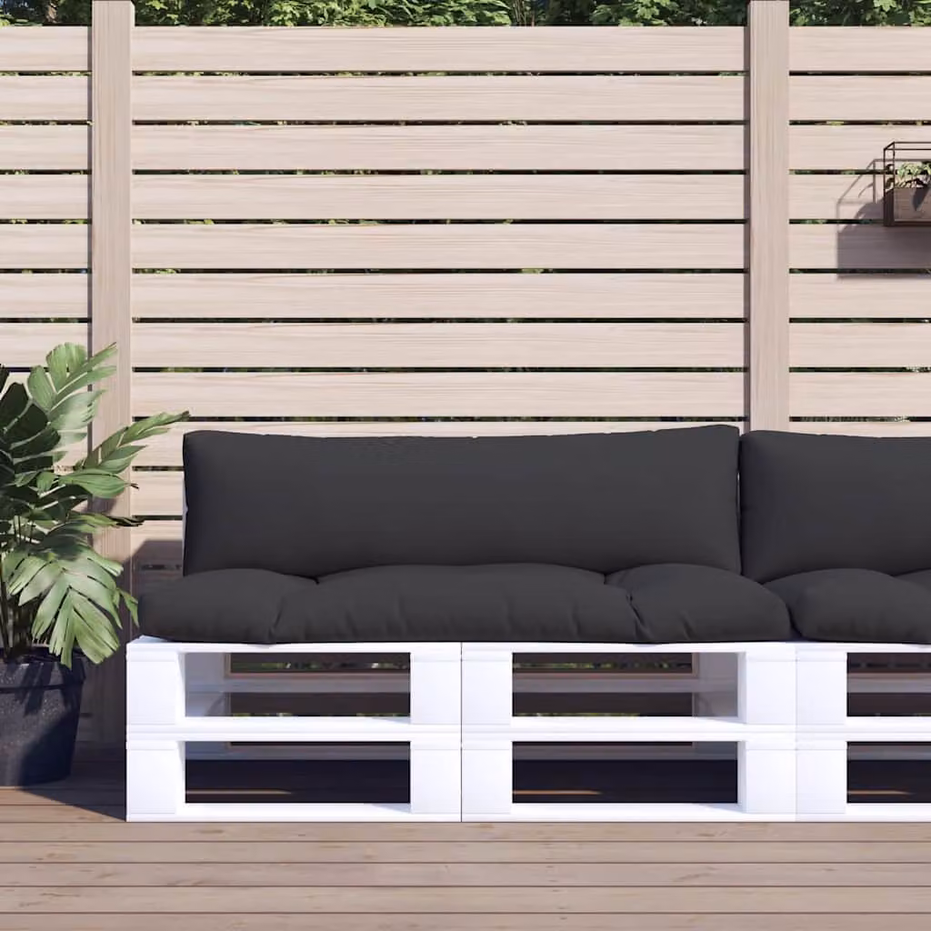 Set di 2 cuscini per pallet vidaXL neri in poliestere resistente all'acqua e ai raggi UV L 110 cm x P 58 cm x H 10 cm