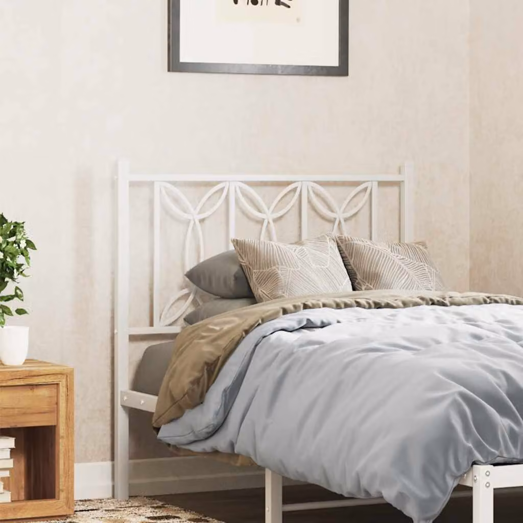 Testiera di ricambio in metallo vidaXL bianca con design geometrico classico per camera da letto, L: 75 cm
