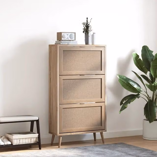 Scarpiera a parete Finori Bali 49A in Rovere Sonoma con stampa Canna, L: 125 cm, H: 70 cm, P: 24 cm – 1