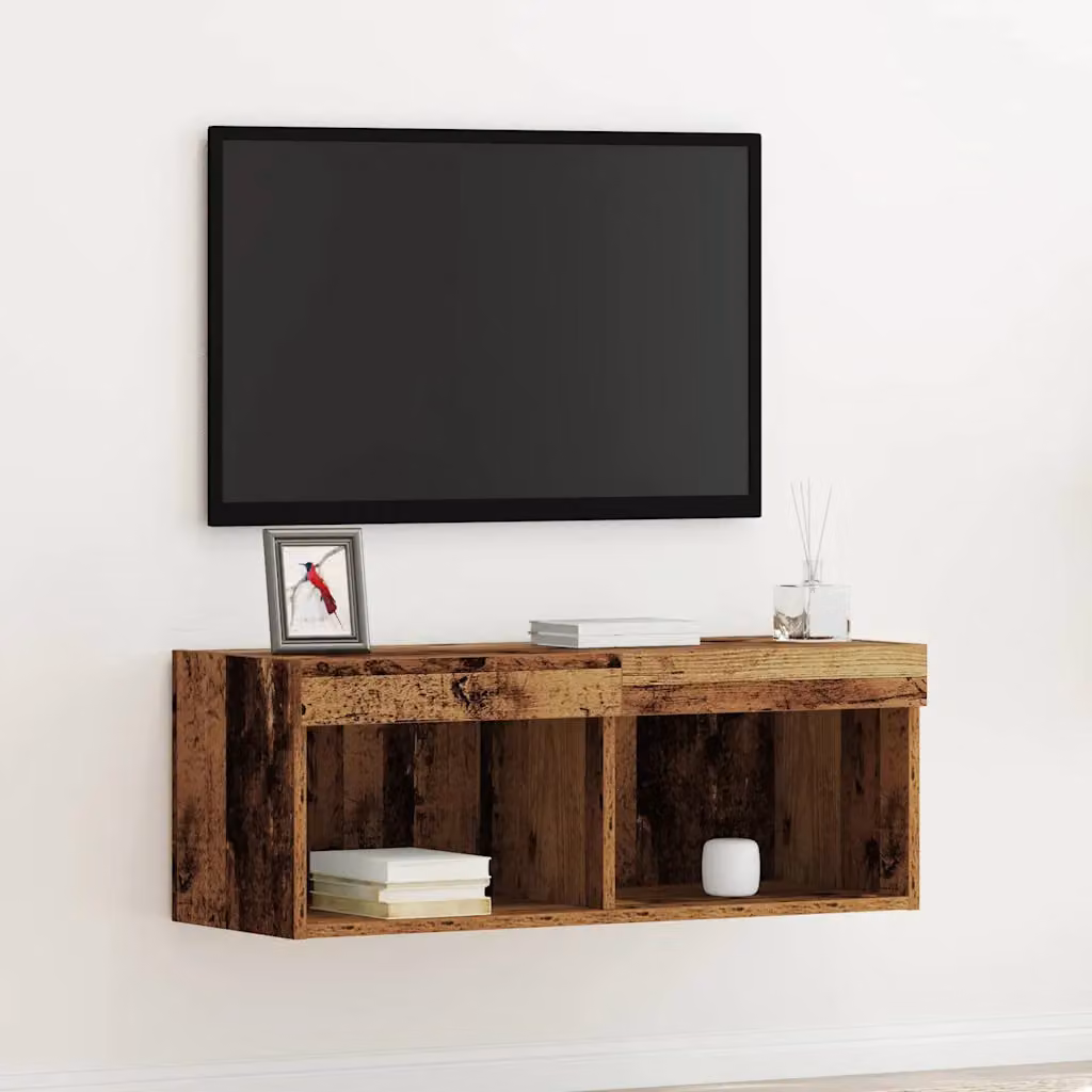 Set mobile TV moderno vidaXL in legno marrone con illuminazione integrata L/P/H: 80 x 30 x 30 cm