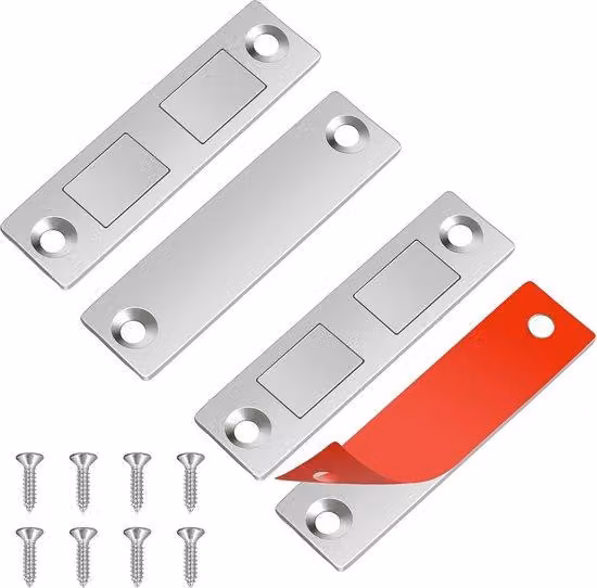 Magnete da porta ultrasottile nero da 6,5 cm - Chiusura magnetica per armadi e porte - Potente chiusura magnetica autoadesiva