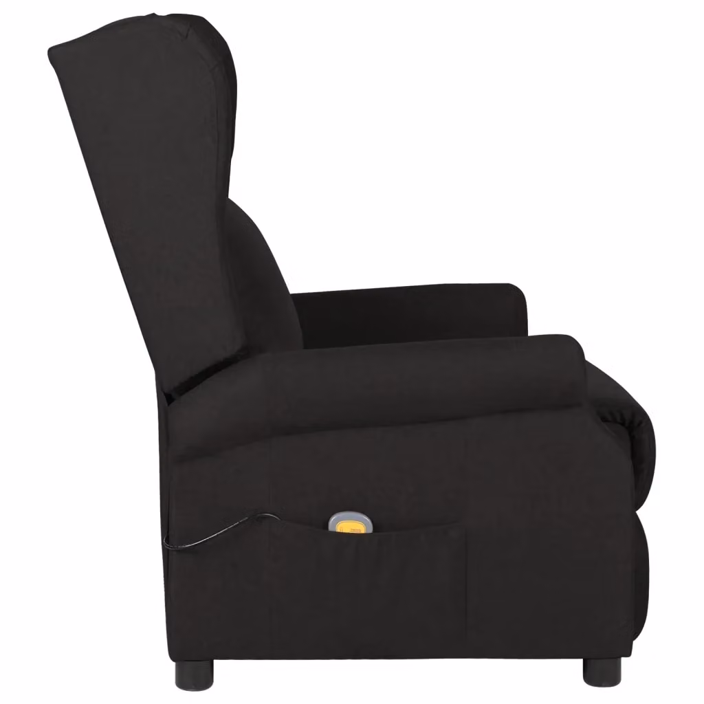 Poltrona Reclinabile Relax vidaXL in Tessuto Nero con Braccioli e Struttura in Metallo e Legno – 2