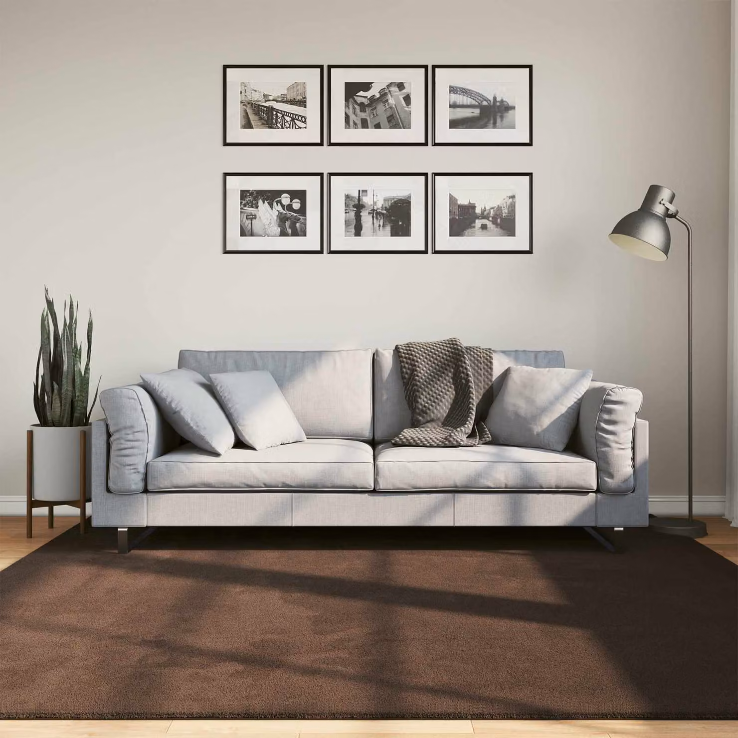 Tappeto quadrato moderno vidaXL HUARTE marrone, lavabile e antiscivolo, 200 x 200 cm