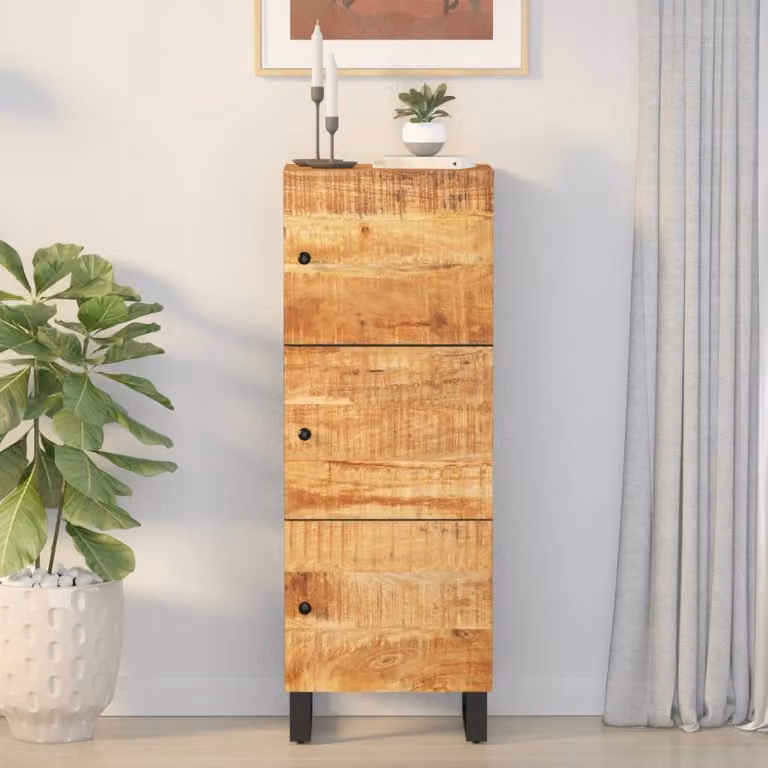 Credenza vidaXL con 3 Ante in Legno di Mango e Ferro, Stile Industriale, Marrone, L/P/H: 40 x 33 x 110 cm