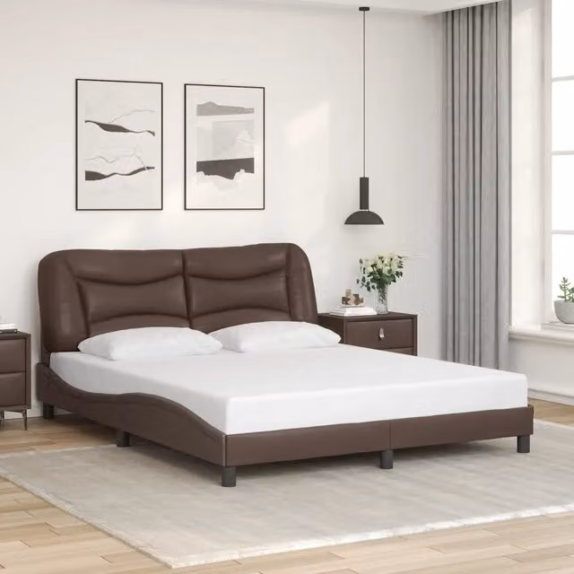 Giroletto senza Materasso-Struttura Letto Hvar Marrone 160x200 cm in Similpelle