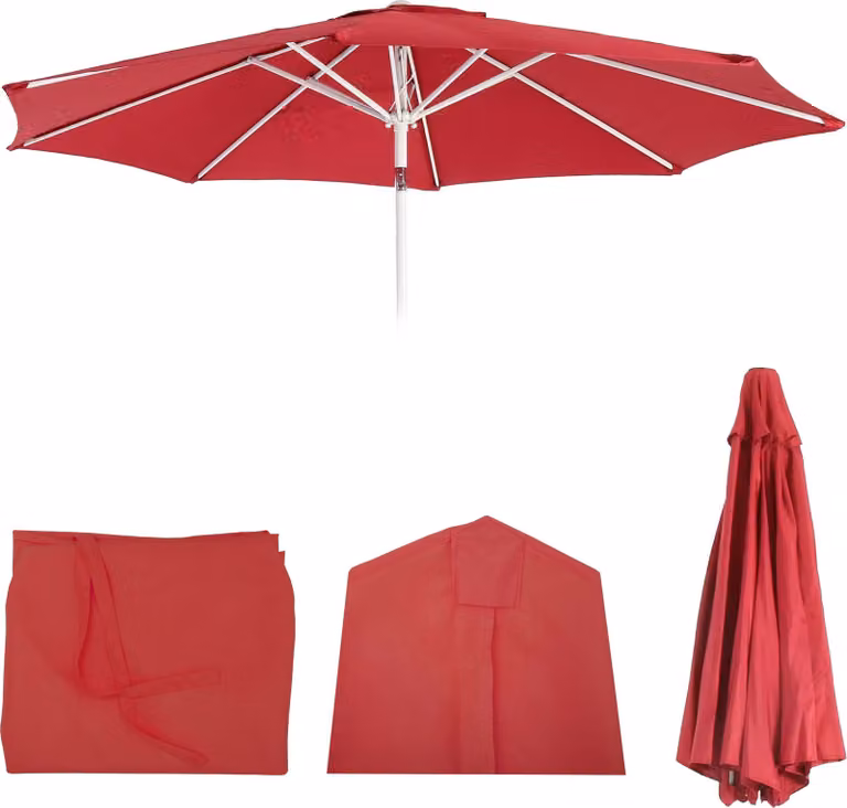 Copertura di ricambio per ombrellone N19, copertura di ricambio per ombrellone, Ø 3m tessuto/tessuto ~ rosso
