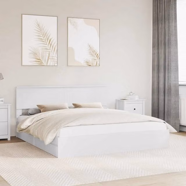 Letto con Contenitore Bianco 180 x 200 cm Legno ingegnerizzato 3408431