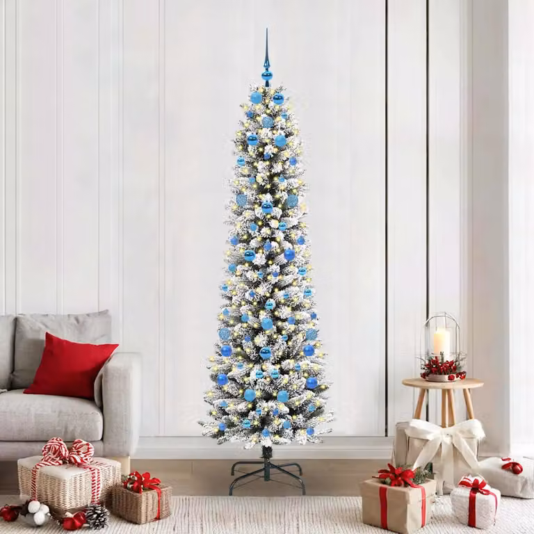 Albero di Natale artificiale vidaXL bianco e verde con luci LED bianco caldo, Altezza: 210 cm