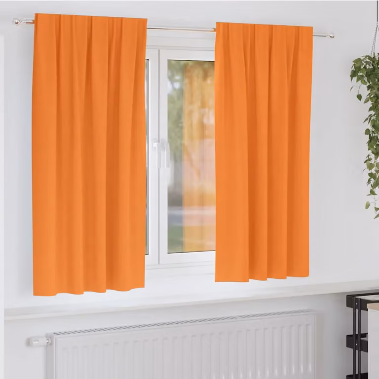 Set di 2 tende blackout vidaXL con anelli in poliestere, arancione, L: 175 cm x H: 140 cm