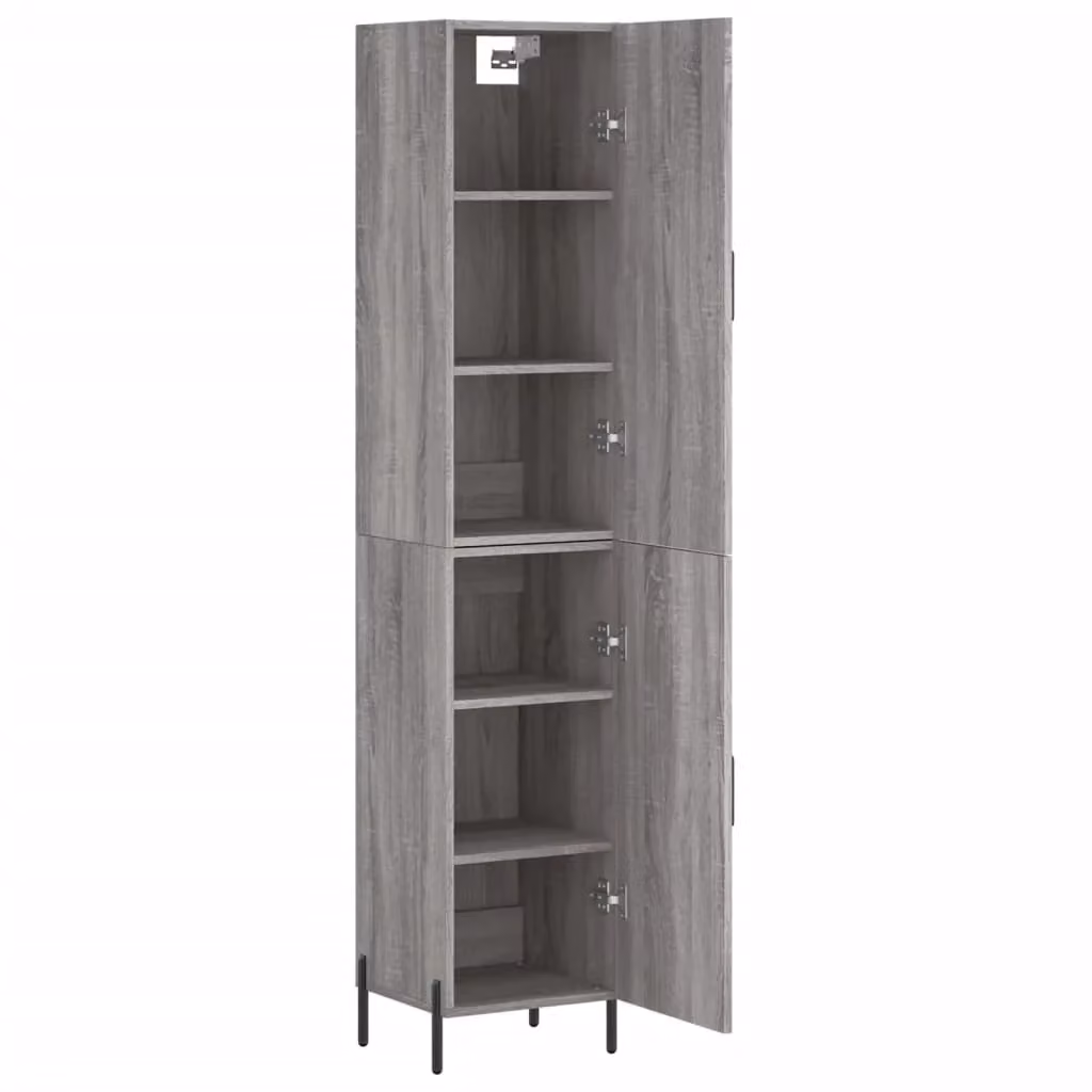 Mobile contenitore buffet con ante e ripiani in rovere Sonoma e grigio per cucina o soggiorno H 180 x L 34,5 x P 34 cm – 2