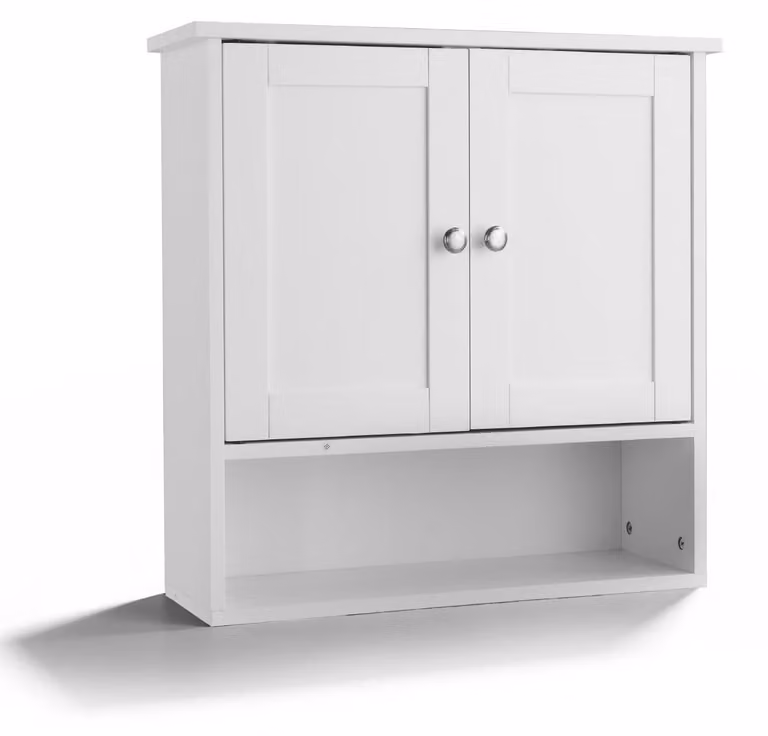 Mobiletto sospeso, pensile con porta, 60 x 20 x 60 cm, bianco, stile 2