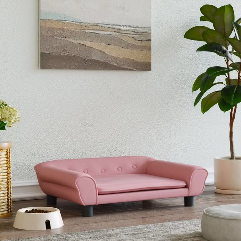 The Living Store Letto per cani Rosa 70x48x22 cm in velluto