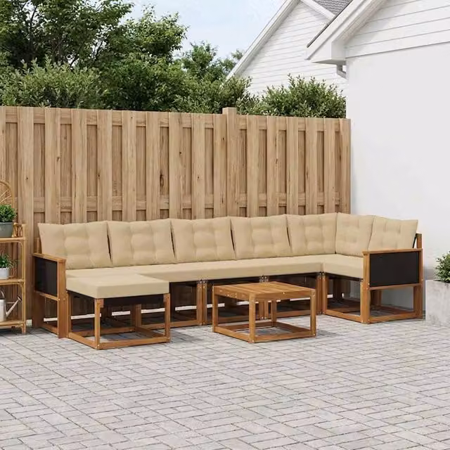 Set di divani da esterno 8 pz Naturale e Beige 3382105