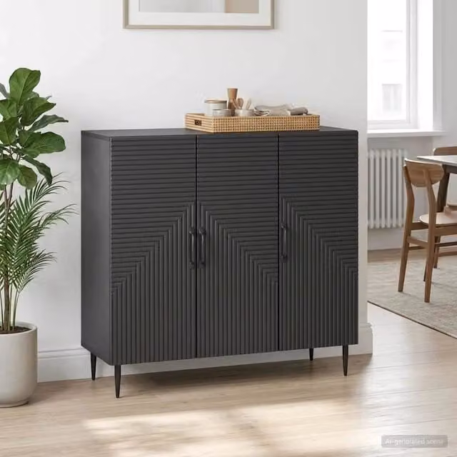 Credenza moderna vidaXL in legno MDF nero L: 89 cm, P: 34,5 cm, H: 80 cm – 1