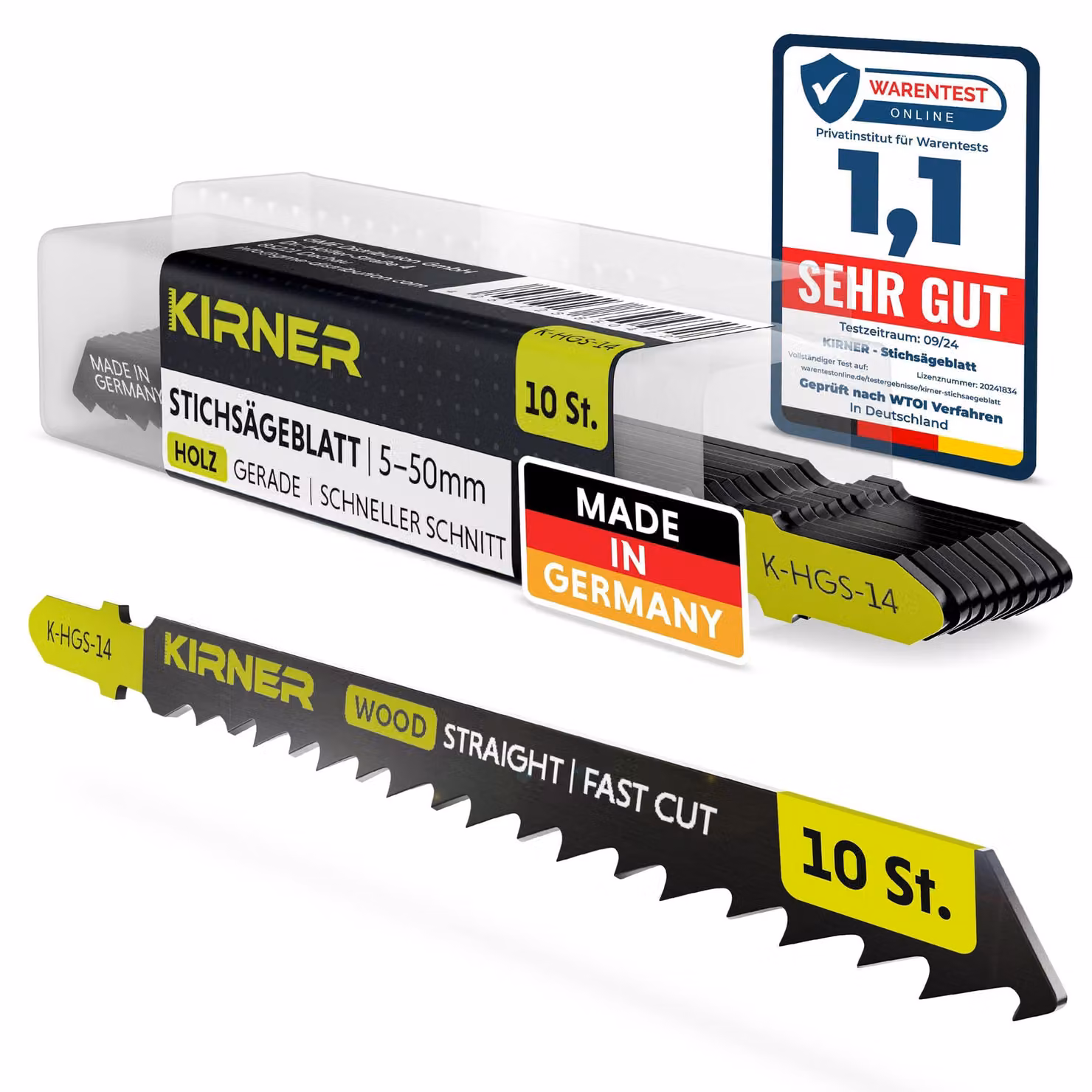 Lame per seghetto alternativo, legno, 10 pezzi, da 5 a 50 mm, per seghe con attacco a T