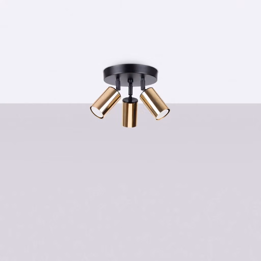 Lampada da soffitto moderna WINX di Sollux Lighting in metallo nero e oro con tecnologia LED e attacco GU10 – 2
