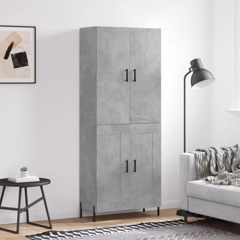 vidaXL Credenza grigio cemento 69,5x34x180 cm materiale a base di legno