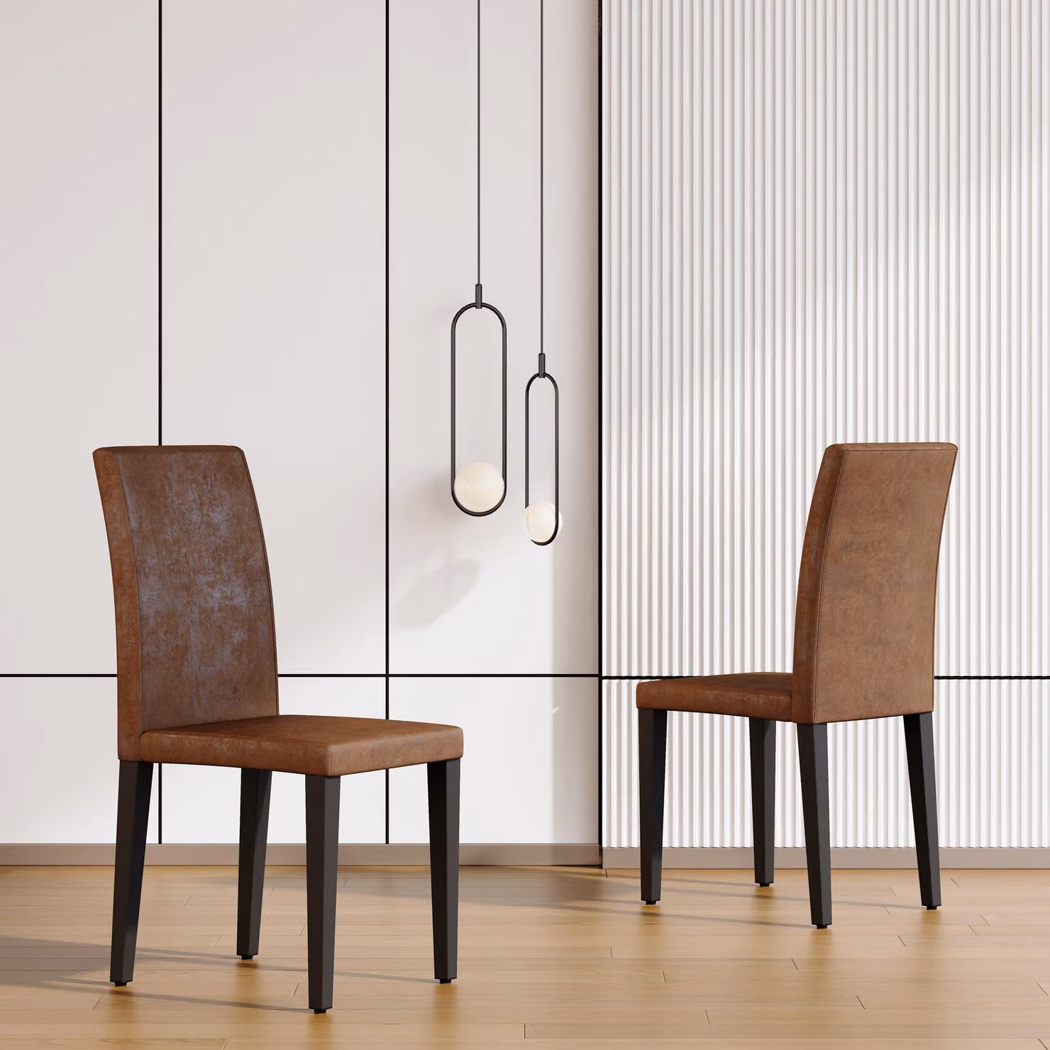 Set di 2 sedie da pranzo, rivestite in tessuto a rete, con gambe in metallo, design moderno, adatte per la sala da pranzo/il soggiorno (marrone e nero)