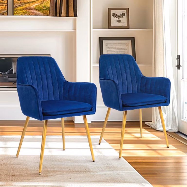 Set di 2 sedie da pranzo, eleganti poltrone in velluto per soggiorno o sala da pranzo, sedie da cucina rivestite in velluto con gambe in metallo dorato, stile [nome dello stile, se presente]
