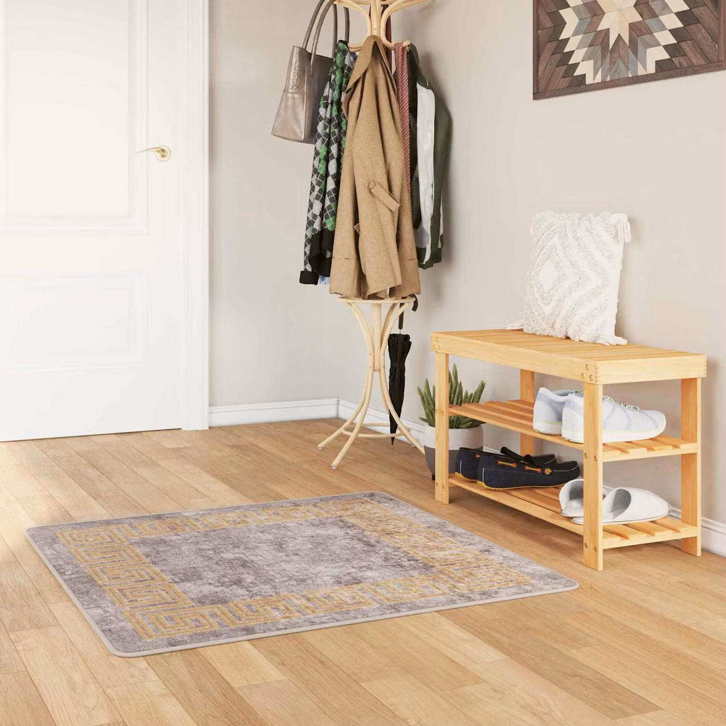 Tappeto Runner vidaXL MARSA Grigio, Lavabile e Antiscivolo, Poliestere e PVC, 100 x 100 cm
