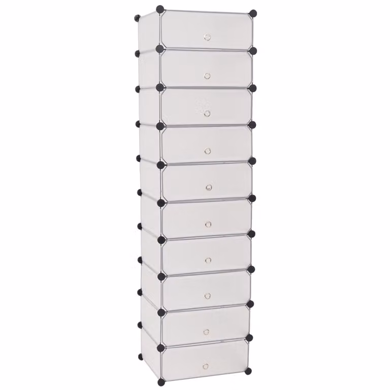 vidaXL Organizzatore di scarpe pieghevole con 10 scomparti Bianco