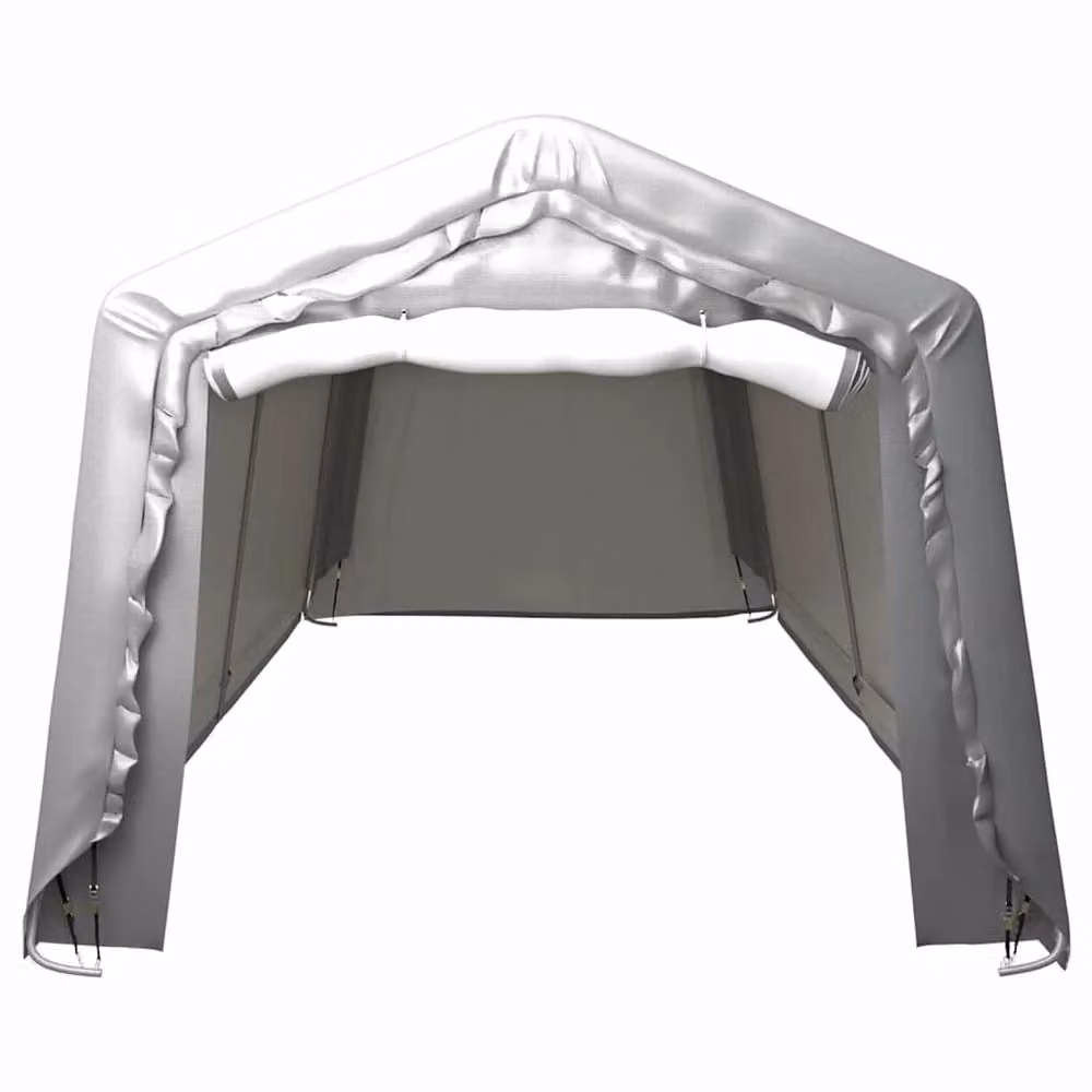 Tenda Deposito Carport con Tetto a Capanna in Acciaio Galvanizzato e Tela Grigia L: 900 cm, P: 300 cm, H: 240 cm – 2