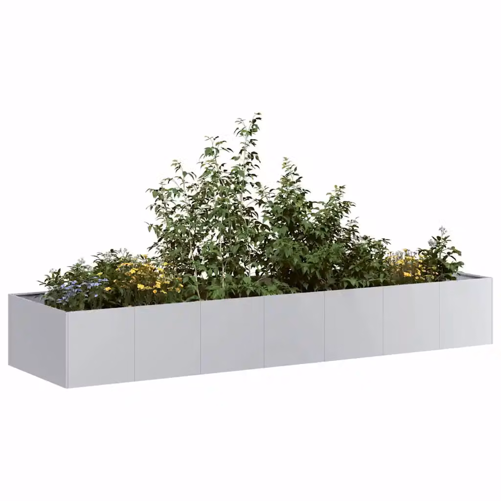 vidaXL Fioriera in Acciaio Zincato Grigio L: 280 cm, P: 80 cm, H: 40 cm