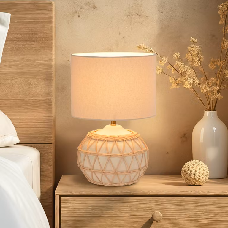 COREP Lampada da tavolo Cyclades, Crema / Ambra, Soggiorno / Sala da pranzo, Ceramica, Lampada da tavolo