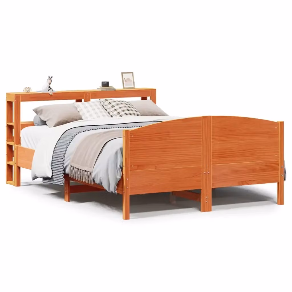 Giroletto VIDAXL in legno massello di pino marrone cera con ripiani laterali L/P/H: 140 x 200 cm – 2