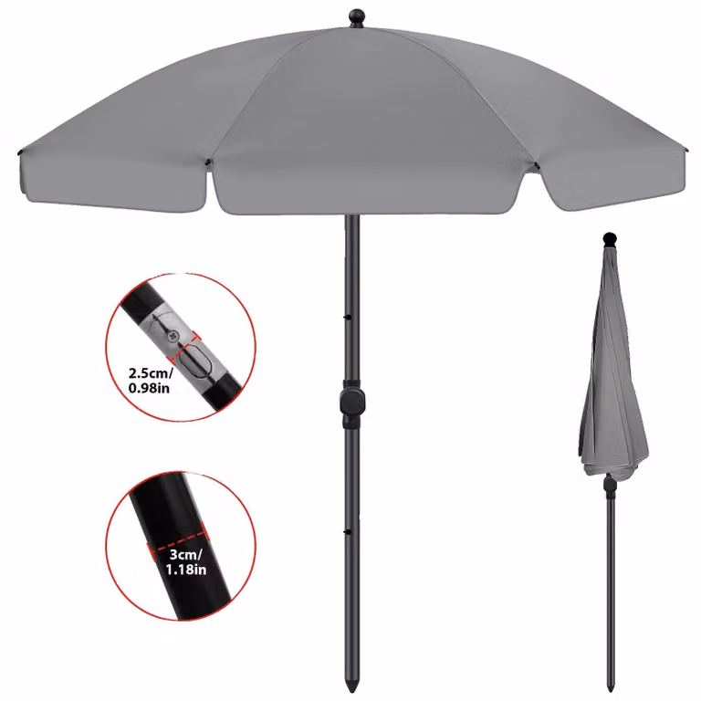 Gazebo da giardino, telo con tetto regolabile, protezione UV, forma rotonda, colore grigio